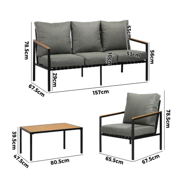 Livsip Outdoor Patio Set Table and Chairs with Cushion Black - Image 6