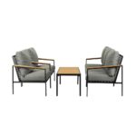 Livsip Outdoor Patio Set Table and Chairs with Cushion Black - Image 2