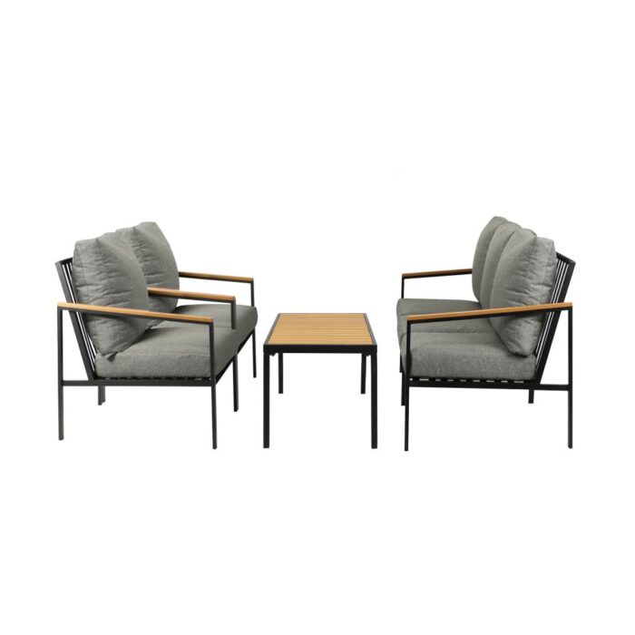 Livsip Outdoor Patio Set Table and Chairs with Cushion Black - Image 2