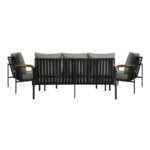 Livsip Outdoor Patio Set Table and Chairs with Cushion Black - Image 4