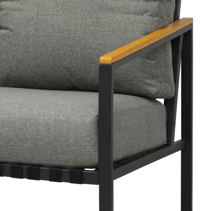 Livsip Outdoor Patio Set Table and Chairs with Cushion Black - Image 7