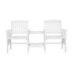 Livsip Wooden Garden Bench 2 Seat Chair&Table White - Image 3