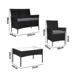 Livsip Outdoor Furniture Setting 4PCS Patio Garden Table Chairs Set Wicker Seat Black and Grey - Image 6