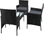Livsip Outdoor Furniture Setting 4PCS Patio Garden Table Chairs Set Wicker Seat Black and Grey - Image 2
