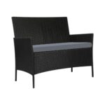 Livsip Outdoor Furniture Setting 4PCS Patio Garden Table Chairs Set Wicker Seat Black and Grey - Image 4
