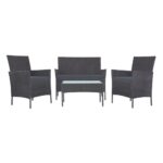 Livsip Outdoor Lounge Setting Garden Patio Furniture Wicker Chairs Table 4PCS