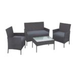 Livsip Outdoor Lounge Setting Garden Patio Furniture Wicker Chairs Table 4PCS - Image 3