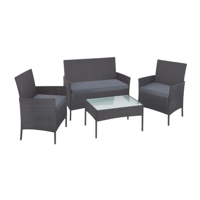 Livsip Outdoor Lounge Setting Garden Patio Furniture Wicker Chairs Table 4PCS - Image 3