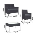 Livsip Outdoor Lounge Setting Garden Patio Furniture Wicker Chairs Table 4PCS - Image 5