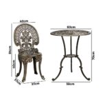 Livsip Outdoor Set 3pcs Chair Table Cast Aluminium Bronze - Image 5