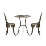 Livsip Outdoor Set 3pcs Chair Table Cast Aluminium Bronze - Image 3