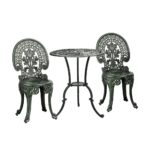 Livsip Patio Set Cast Aluminium Table&Chairs Verdigris 3PCS