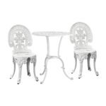 Livsip Outdoor Set Cast Aluminium Table and Chair 3PCS White