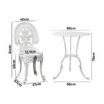 Livsip Outdoor Set Cast Aluminium Table and Chair 3PCS White - Image 6