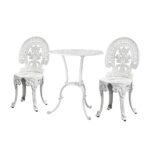 Livsip Outdoor Set Cast Aluminium Table and Chair 3PCS White - Image 4