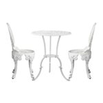 Livsip Outdoor Set Cast Aluminium Table and Chair 3PCS White - Image 5