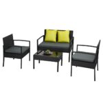 Livsip Outdoor Furniture Lounge Setting Sofa Set Wicker Garden Patio Chairs 4pcs