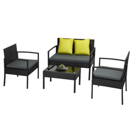 Livsip Outdoor Furniture Lounge Setting Sofa Set Wicker Garden Patio Chairs 4pcs