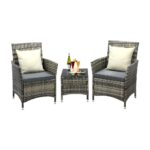 Livsip Outdoor Furniture Patio Chairs Table 3PCS Grey - Image 5