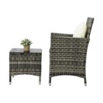 Livsip Outdoor Furniture Patio Chairs Table 3PCS Grey - Image 2