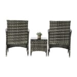 Livsip Outdoor Furniture Patio Chairs Table 3PCS Grey - Image 3