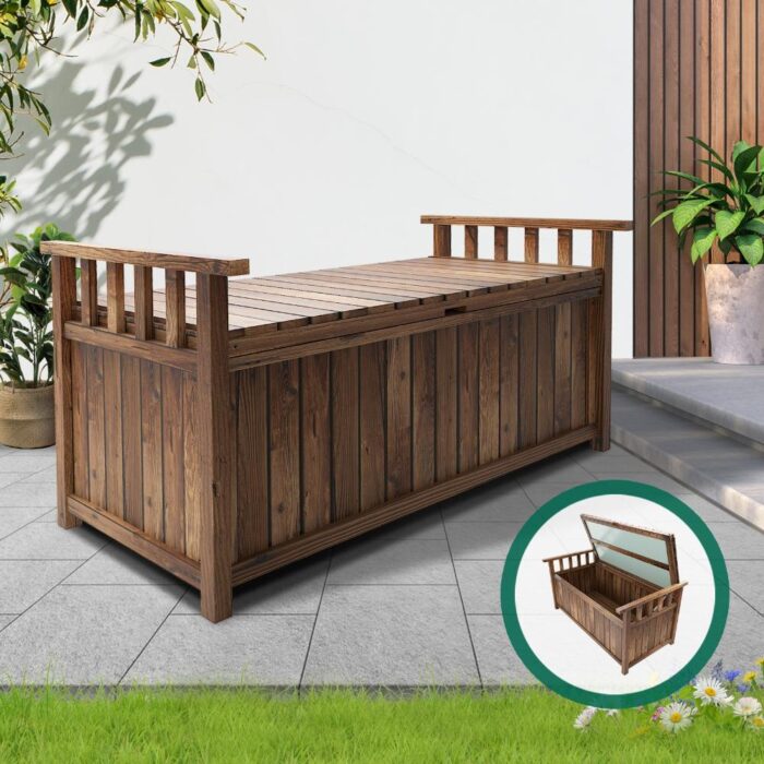 Livsip Outdoor Storage Box Wooden Garden Bench Wooden - Image 2
