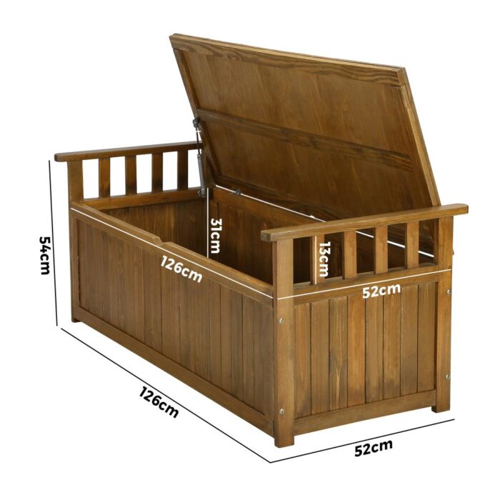 Livsip Outdoor Wooden Storage Bench Waterproof Top - Image 4