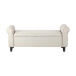 Oikiture Storage Ottoman Linen Fabric Large Beige - Image 2