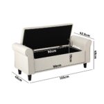 Oikiture Storage Ottoman Linen Fabric Large Beige - Image 3