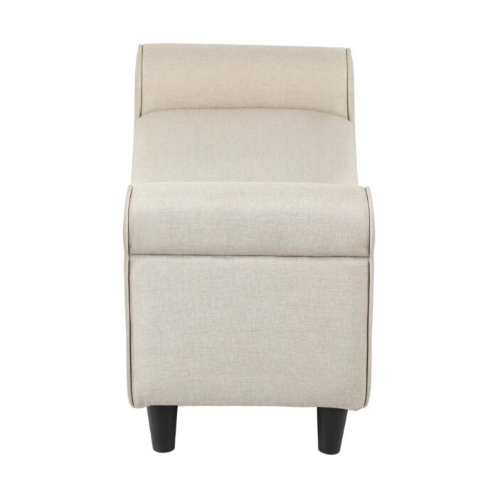 Oikiture Storage Ottoman Linen Fabric Large Beige - Image 5