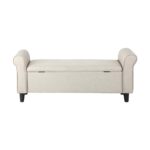Oikiture Storage Ottoman Linen Fabric Large Beige - Image 4