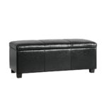 Oikiture Storage Ottoman PU Leather Large Black