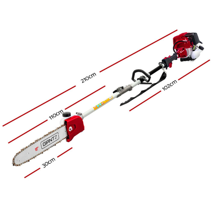 Giantz 40CC Pole Chainsaw Hedge Trimmer Brush Cutter Whipper Saw 4-Stroke 9-in-1 - Image 2