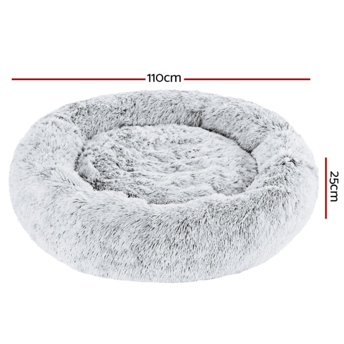 i.Pet Pet Bed Dog Cat 110cm Calming Extra Large Soft Plush Charcoal - Image 2