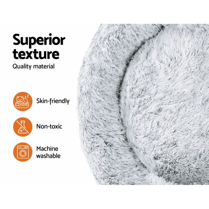 i.Pet Pet Bed Dog Cat 110cm Calming Extra Large Soft Plush Charcoal - Image 4