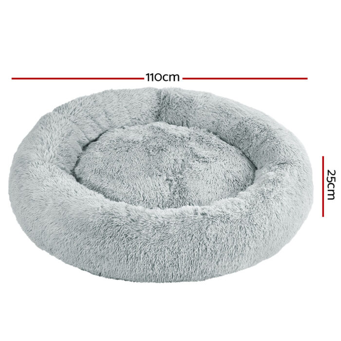 i.Pet Pet Bed Dog Cat 110cm Calming Extra Large Soft Plush Light Grey - Image 2