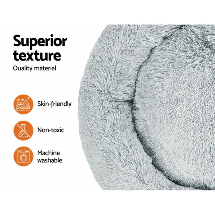 i.Pet Pet Bed Dog Cat 110cm Calming Extra Large Soft Plush Light Grey - Image 4