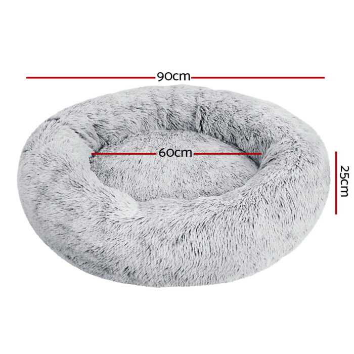 i.Pet Pet Bed Dog Cat 90cm Large Calming Soft Plush Charcoal - Image 2