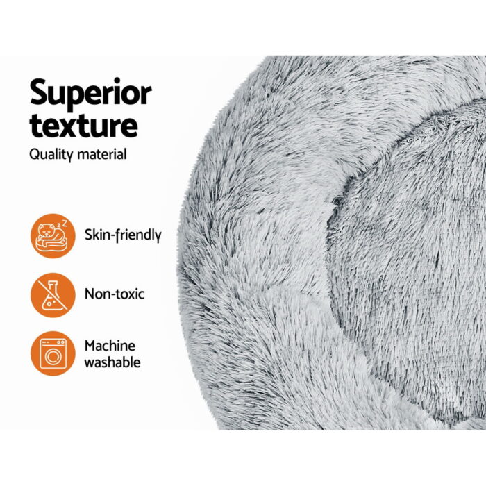 i.Pet Pet Bed Dog Cat 90cm Large Calming Soft Plush Charcoal - Image 4