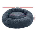 i.Pet Pet Bed Dog Cat 90cm Large Calming Soft Plush Bed Dark Grey - Image 2