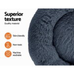 i.Pet Pet Bed Dog Cat 90cm Large Calming Soft Plush Bed Dark Grey - Image 4