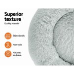 i.Pet Pet Bed Dog Cat 90cm Large Calming Soft Plush Light Grey - Image 4