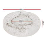 i.Pet Pet Bed Dog Cat 90cm Large Calming Soft Plush White Brown - Image 2