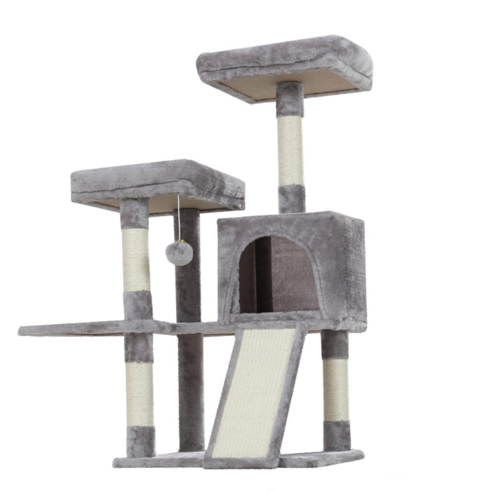 i.Pet Cat Tree 103cm Tower Scratching Post Scratcher Wood Condo House Trees Grey - Image 2