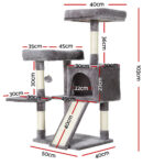 i.Pet Cat Tree 103cm Tower Scratching Post Scratcher Wood Condo House Trees Grey - Image 3