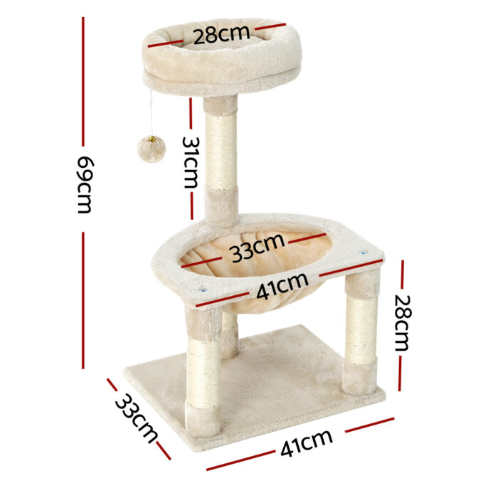i.Pet Cat Tree 69cm Scratching Post Tower Scratcher Wood Condo Toys House Bed - Image 3