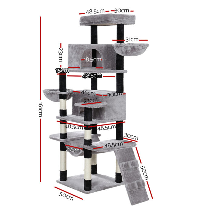 i.Pet Cat Tree 161cm Tower Scratching Post Scratcher Wood Condo House Play Bed - Image 3