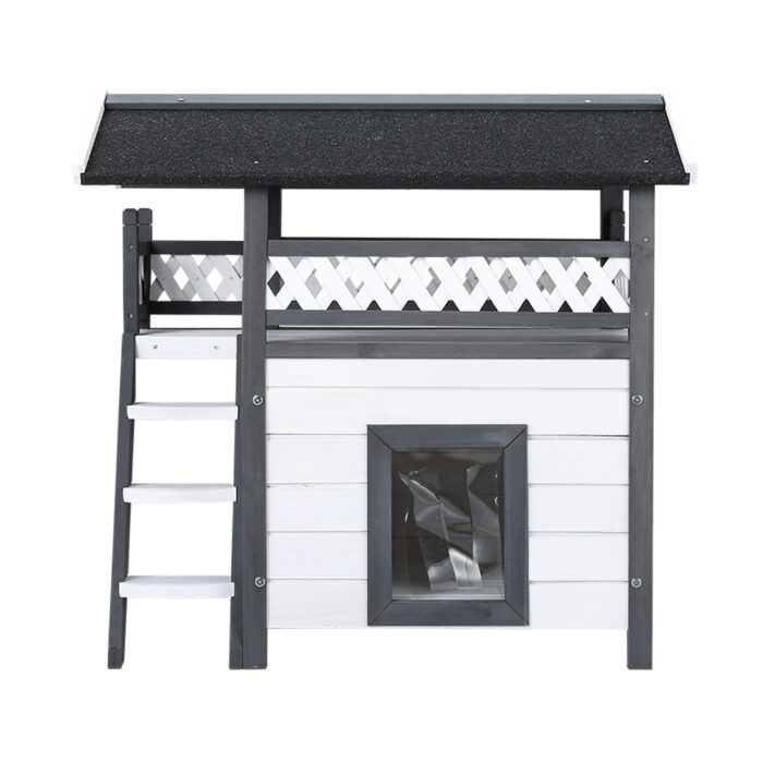 i.Pet Cat House Outdoor Shelter 77cm x 50cm x 73cm Rabbit Hutch Wooden Condo Small Dog Enclosure - Image 3