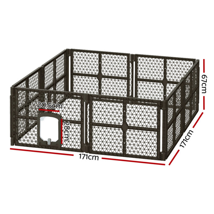 i.Pet Dog Playpen Enclosure 8 Panel Pet Fence Plastic Play Pen - Image 2