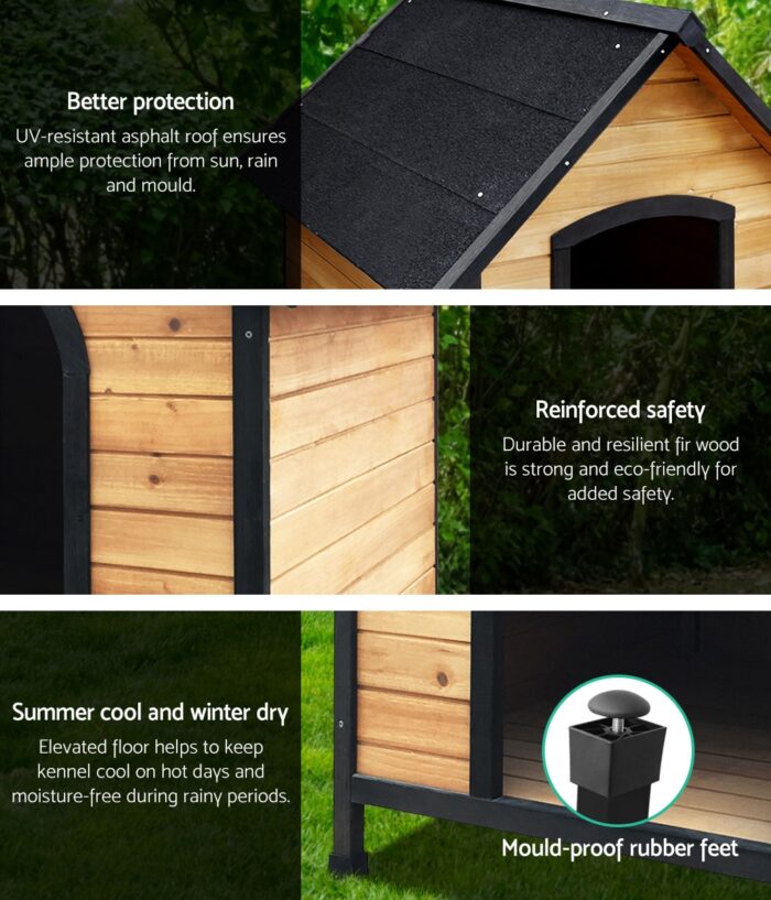 i.Pet Dog Kennel Extra Large Wooden Outdoor House Pet Puppy House XL Crate Cabin Waterproof - Image 4